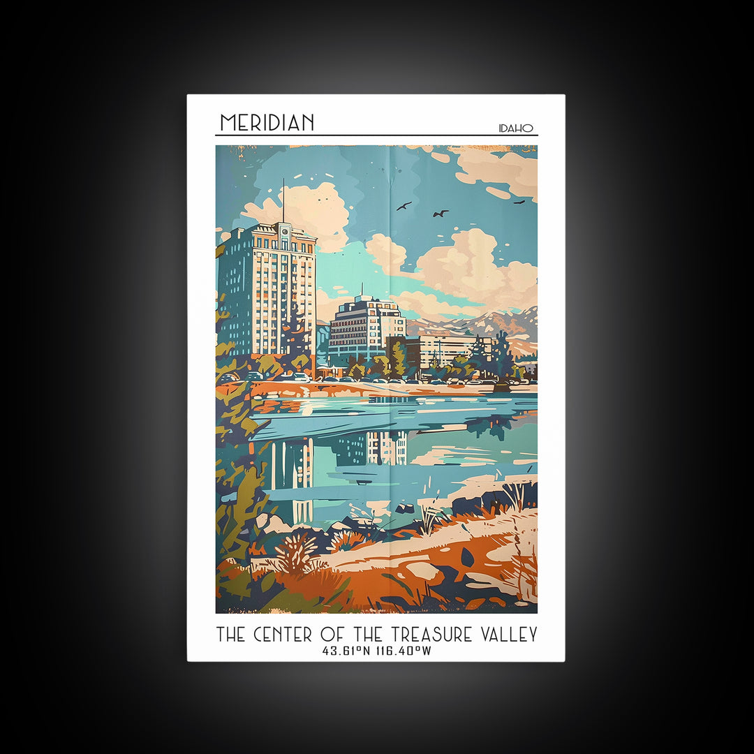 Meridian Travel Poster, Framed Canvas Print, City Travel Poster, Travel Wall Decor, Poster Art, Home Decor, Travel Posters, Wall Art