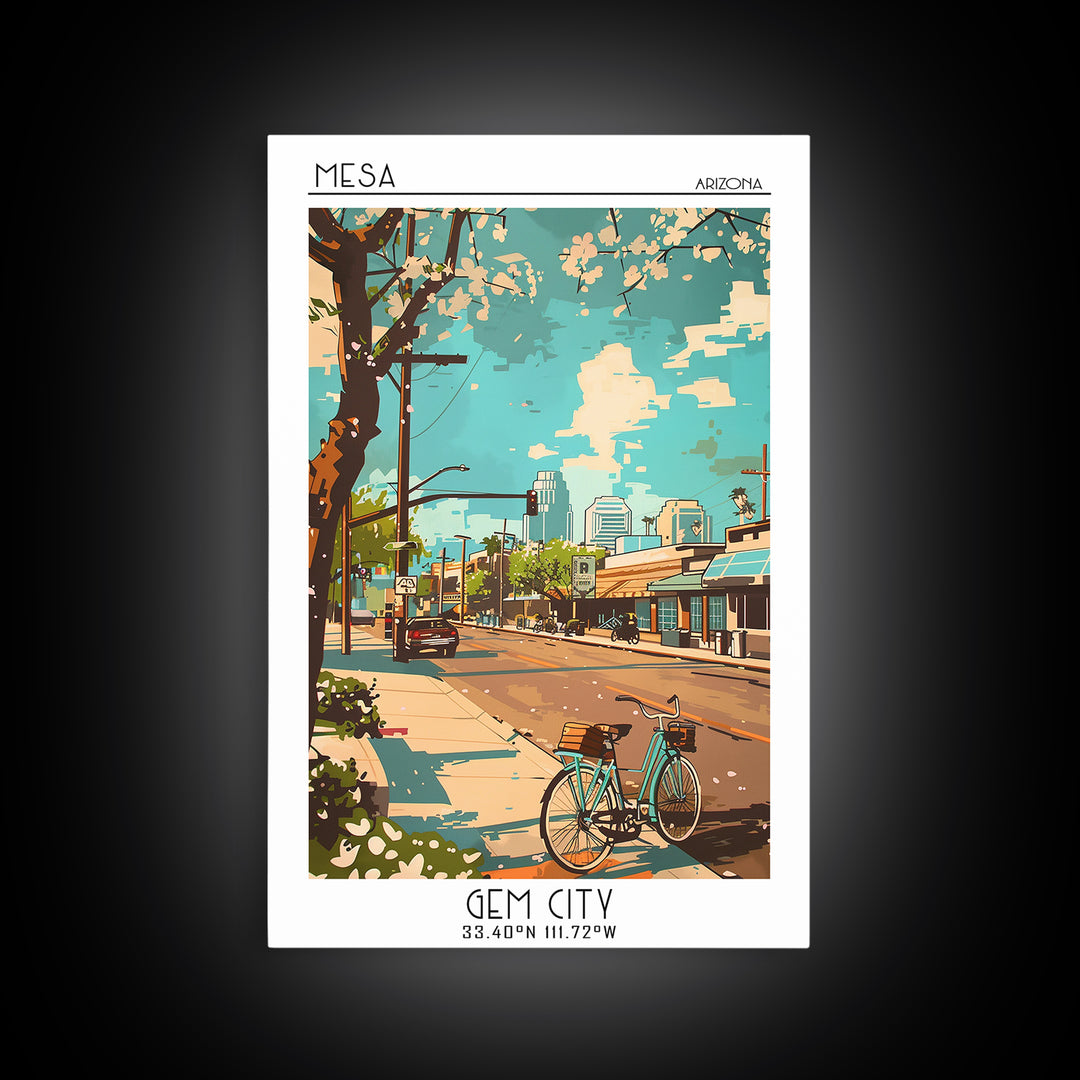 Mesa Travel Poster, Canvas Print, Retro Travel Poster, City Wall Art, Minimalist Poster, Wall Art, Modern Wall Decor, Retro Wall Art