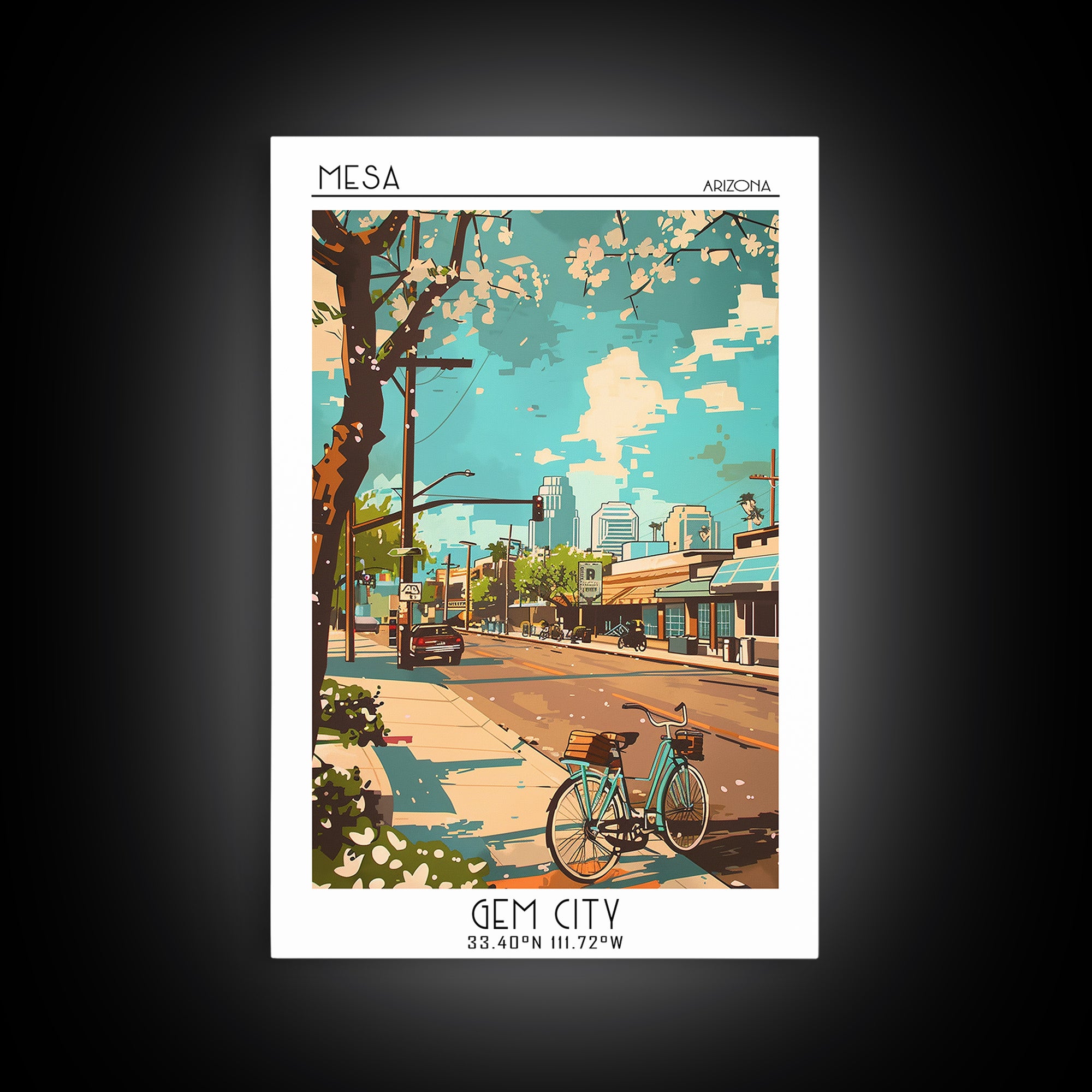 Mesa Travel Poster, Canvas Print, Retro Travel Poster, City Wall Art, Minimalist Poster, Wall Art, Modern Wall Decor, Retro Wall Art