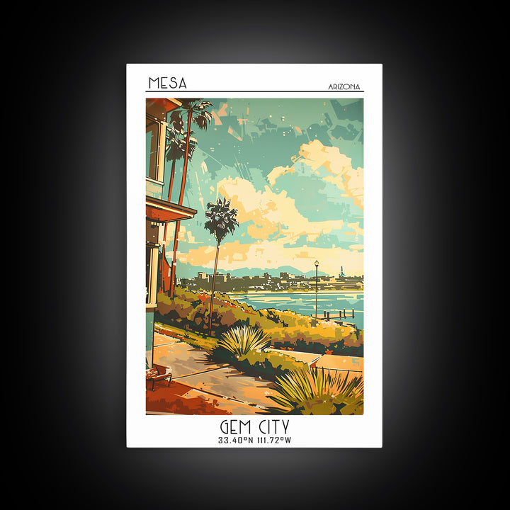 Mesa Arizona Travel Poster, Canvas Print, City Travel Poster, Travel Wall Decor, Watercolor Cityscape, City Wall Art, City Art Print