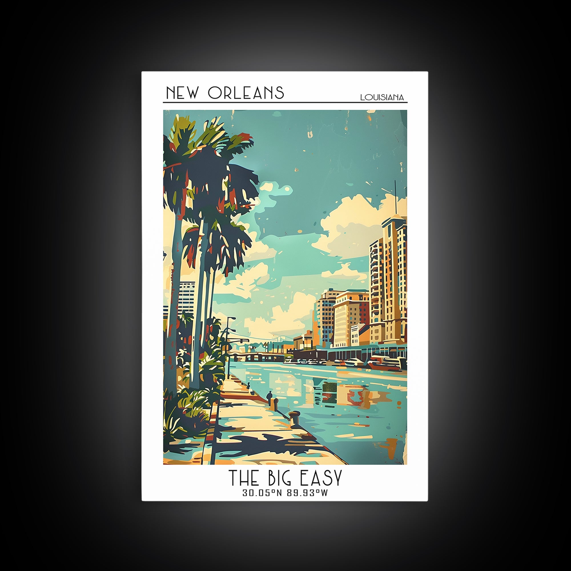 New Orleans Travel Poster, Framed Canvas Print, Vintage Travel Print, City Wall Art, Landscape Art, City Art Print, Travel Art Print