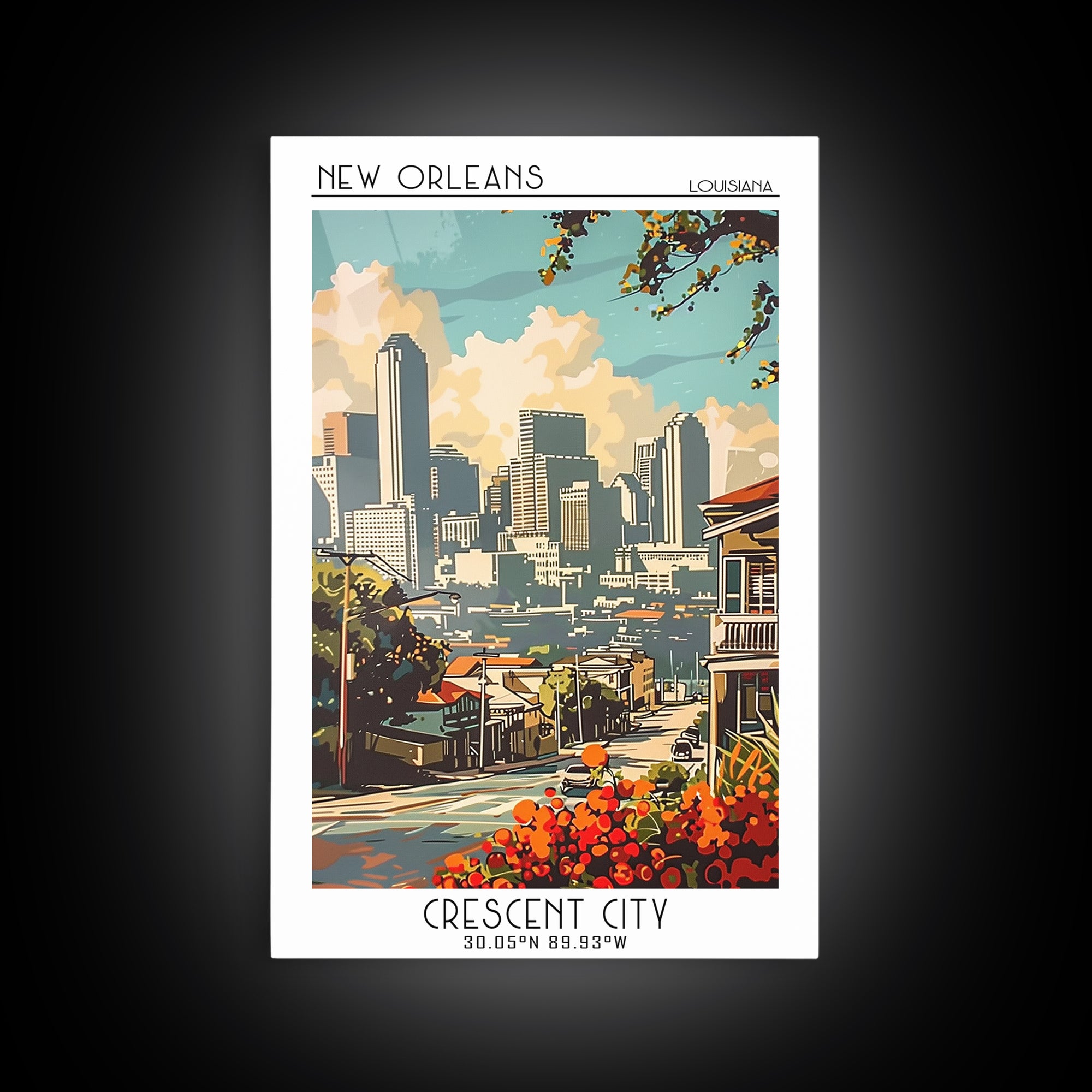 New Orleans Louisiana Travel Poster, Framed Canvas Print, Poster Print, Travel Wall Art, Travel Wall Decor, Home Decor, Travel Decor