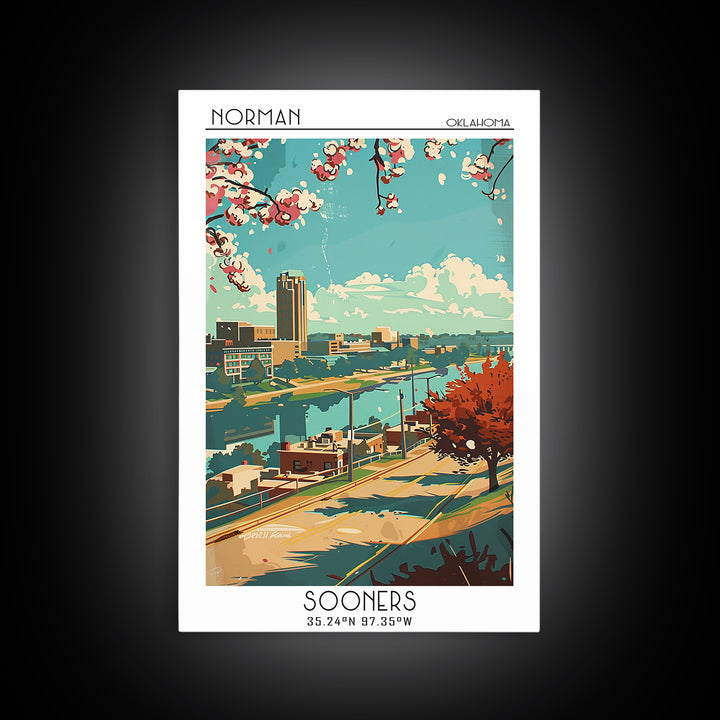 Norman Travel Poster, Framed Canvas Print, City Travel Poster, Travel Wall Art, Travel Prints, City Wall Art, Travel Print, Wall Art