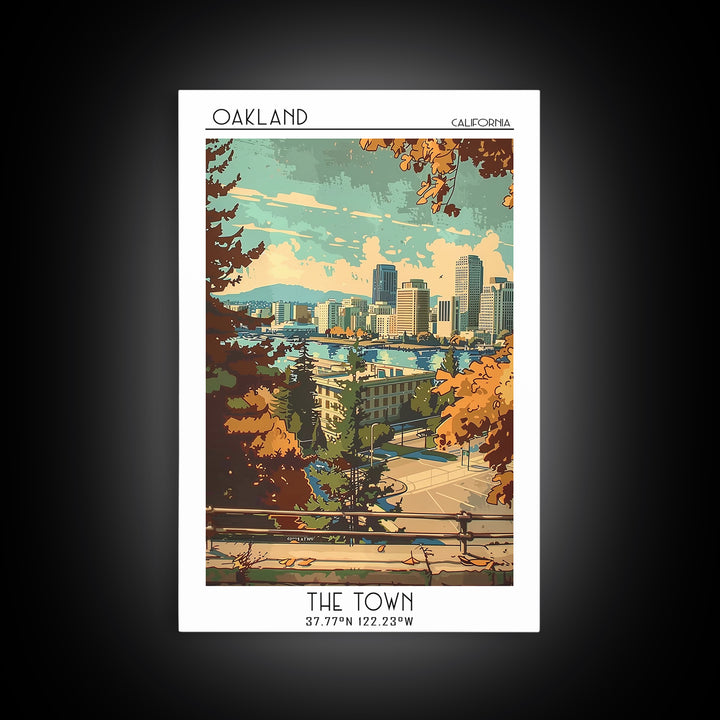 Oakland Travel Poster, Framed Canvas Print, Retro Wall Art, Travel Print, Wall Art, Fine Art Print, Retro Travel Print, Travel Decor