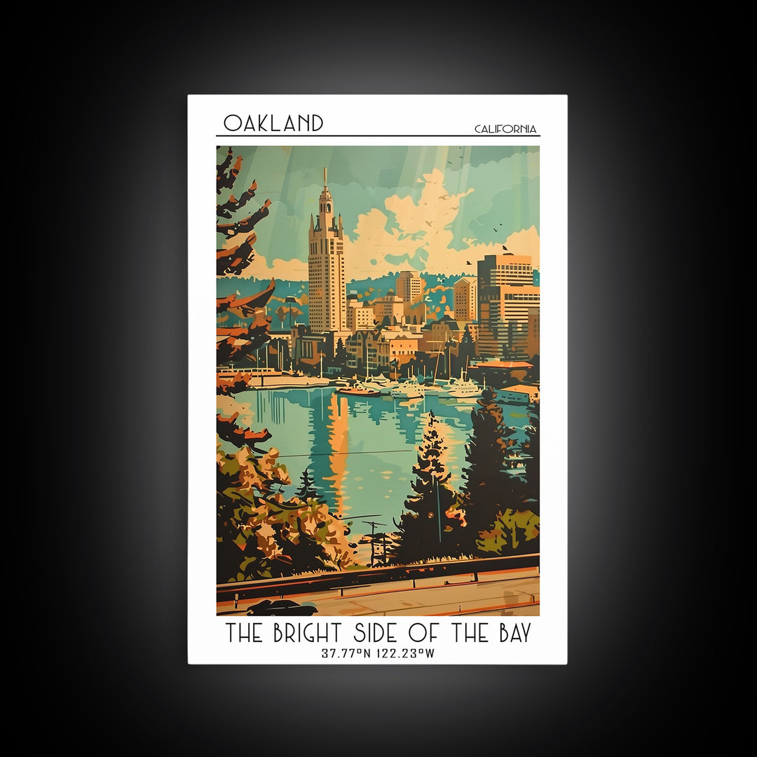 Oakland California Travel Poster, Canvas Print, Travel Art Print, Modern Wall Decor, Retro Wall Art, Mid Century Wall Art, Art Print