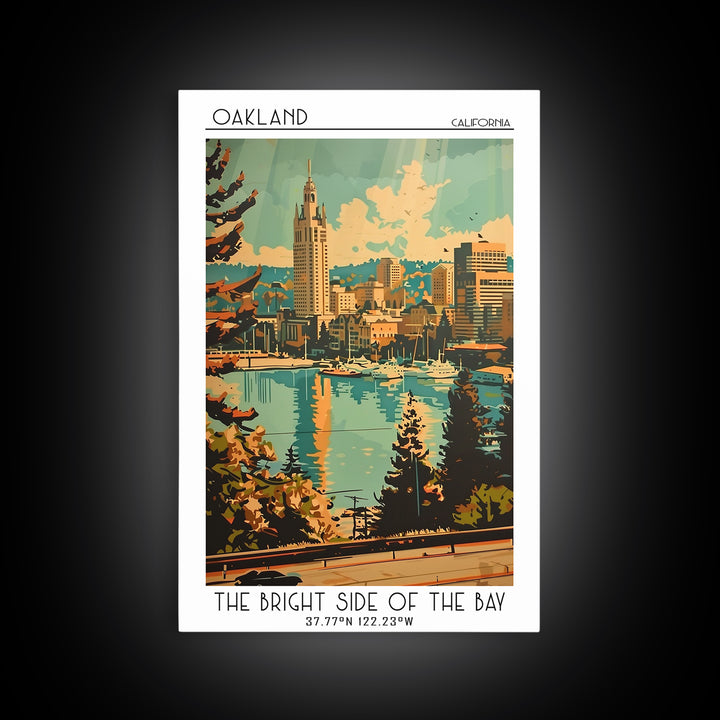 Oakland California Travel Poster, Canvas Print, Travel Art Print, Modern Wall Decor, Retro Wall Art, Mid Century Wall Art, Art Print