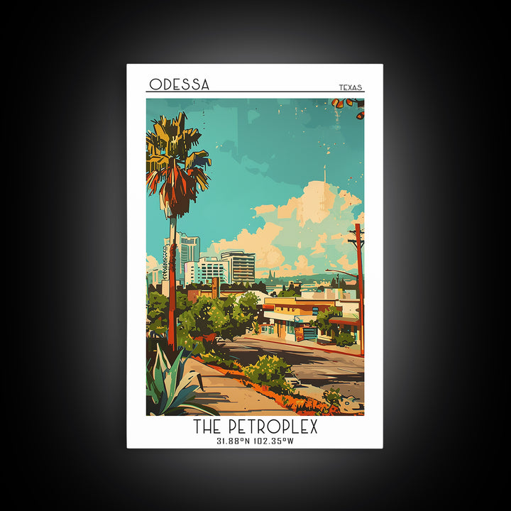 Odessa Travel Poster, Framed Canvas Print, City Travel Poster, Travel Wall Art, Wall Art, Mid Century Wall Art, Living Room Wall Art