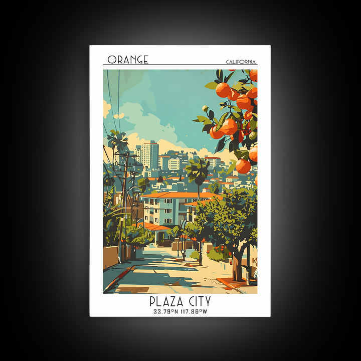 Orange Travel Poster, Canvas Print, Travel Wall Art, City Wall Art, Poster Print, Gallery Wall Set, Travel Art Print, Vintage Travel