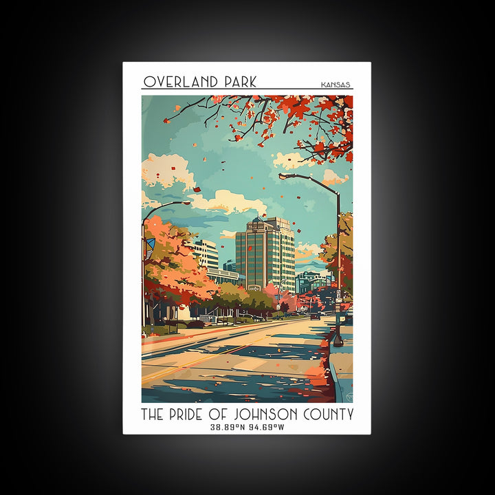 Overland Park Travel Poster, Canvas Print, Travel Wall Art, City Wall Art, Poster Art, Modern Wall Decor, Home Decor, Retro Wall Art