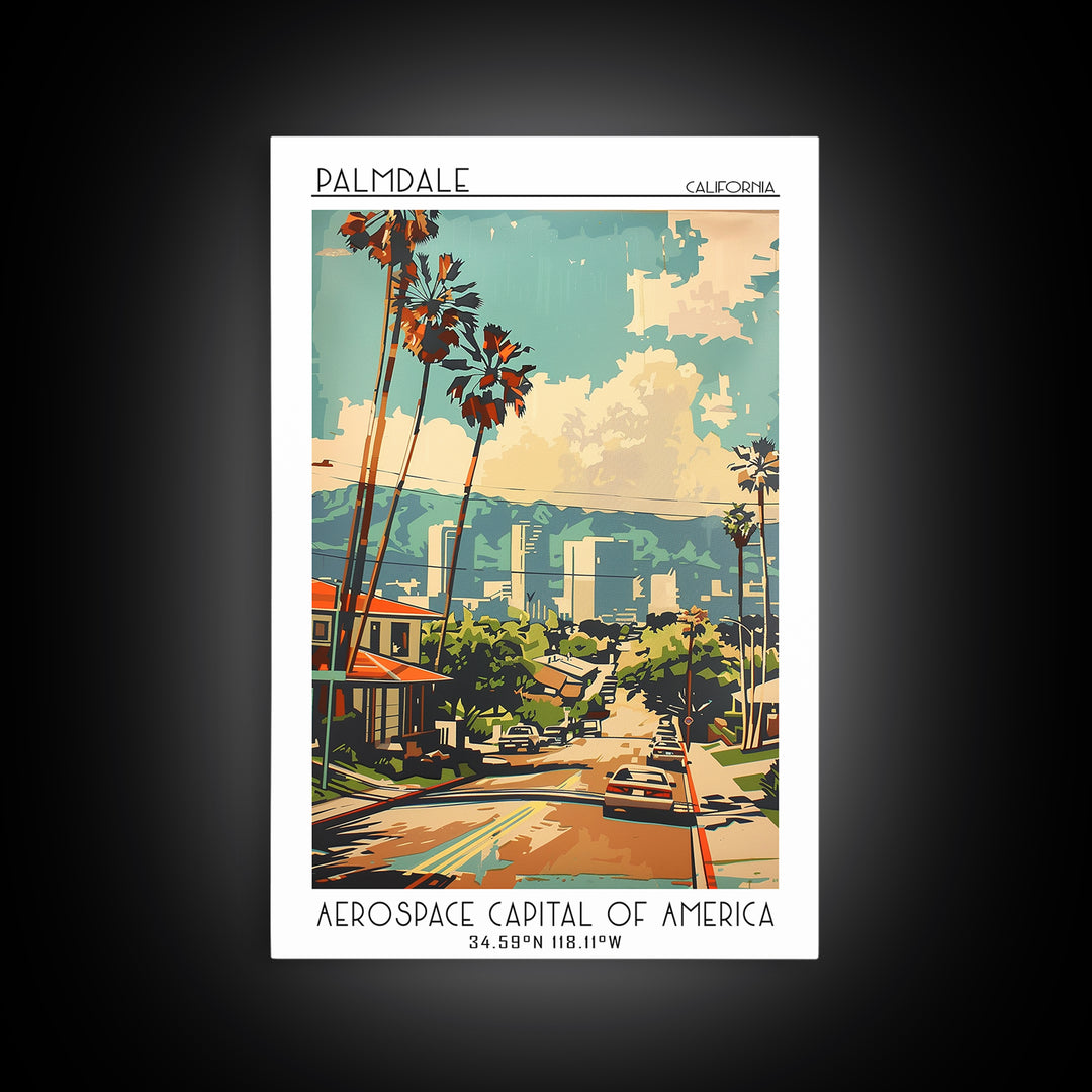 Palmdale California Travel Poster, Canvas Print, Poster Print, Travel Wall Art, City Wall Art, Wanderlust Gift, Vintage Travel Print