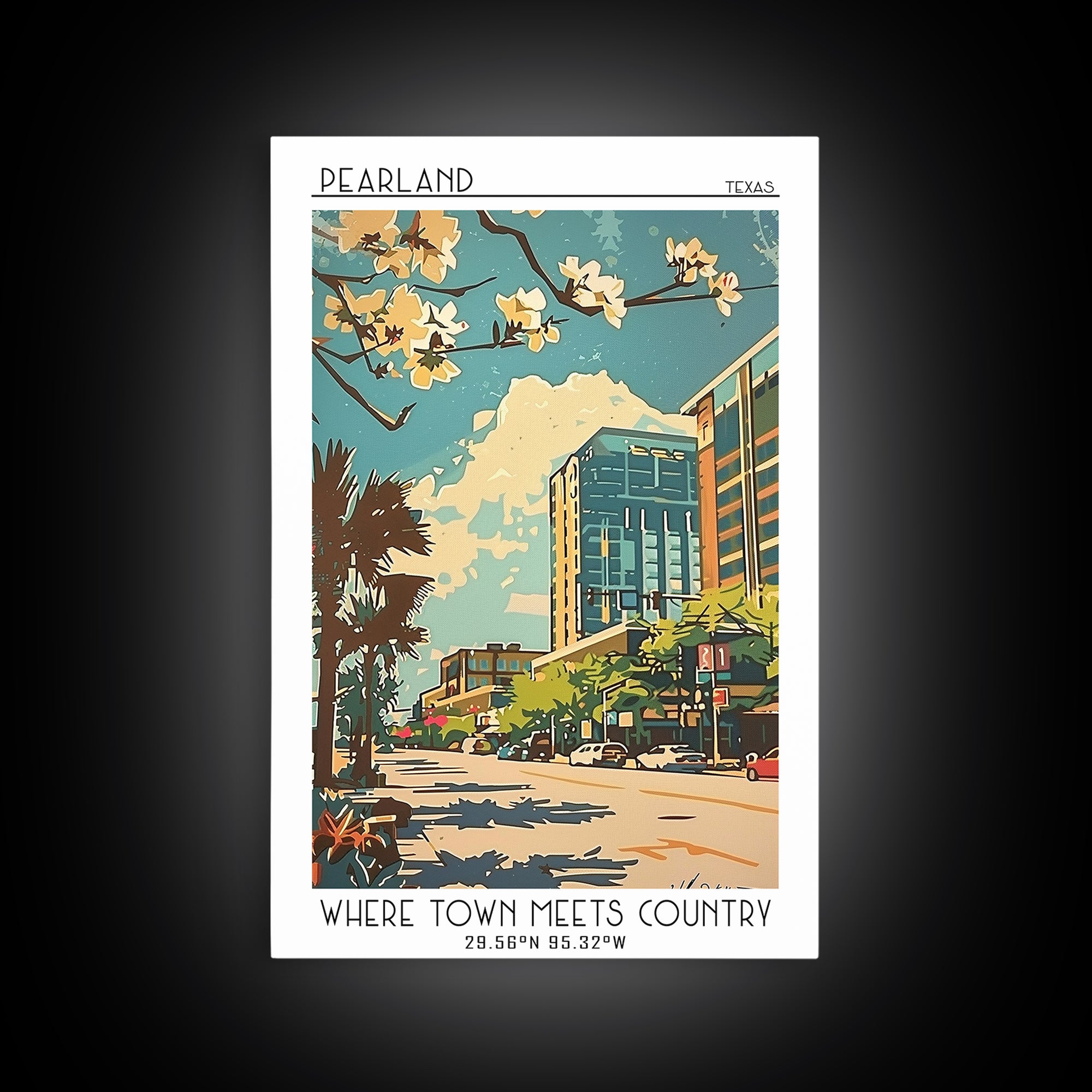 Pearland Travel Poster, Framed Canvas Print, Poster Print, Travel Wall Art, Vintage Posters, Vintage Travel Print, City Illustration
