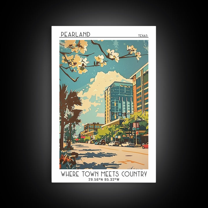Pearland Travel Poster, Framed Canvas Print, Poster Print, Travel Wall Art, Vintage Posters, Vintage Travel Print, City Illustration