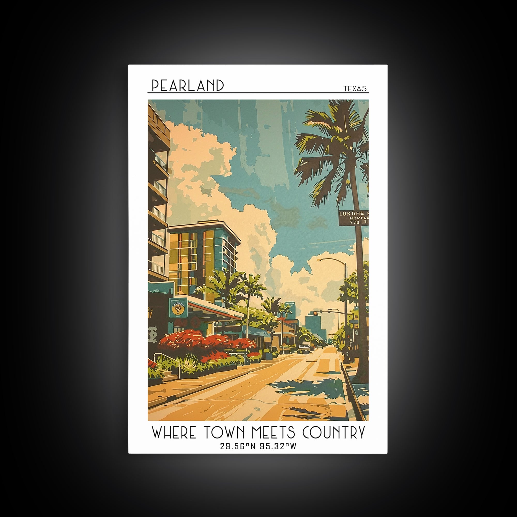 Pearland Texas Travel Poster, Canvas Print, Retro Travel Poster, City Wall Art, Wanderlust Gift, City Illustration, Gallery Wall Set
