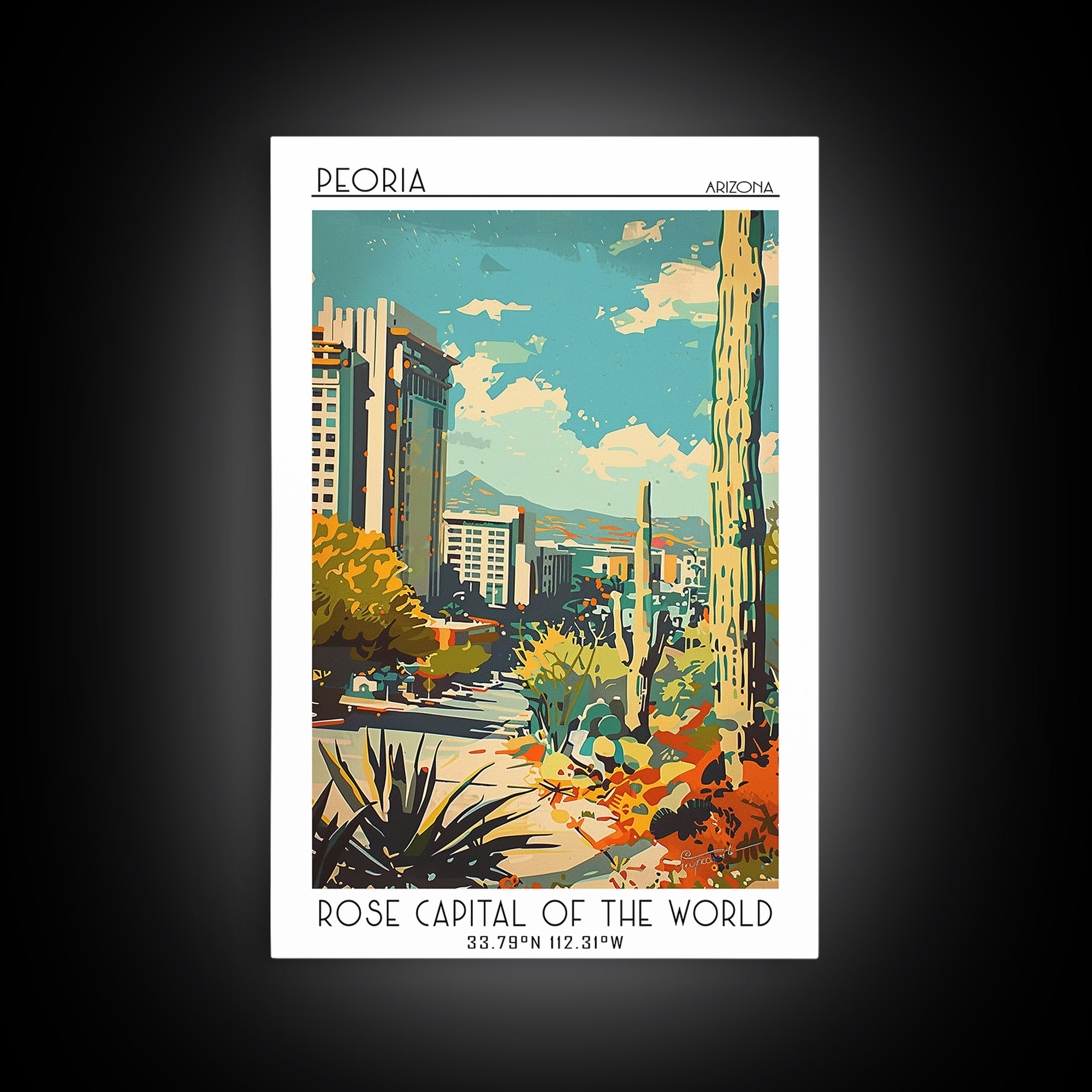 Peoria Arizona Travel Poster, Canvas Print, Poster Print, Travel Wall Art, Vintage Posters, Retro Travel Poster, Vintage City Poster