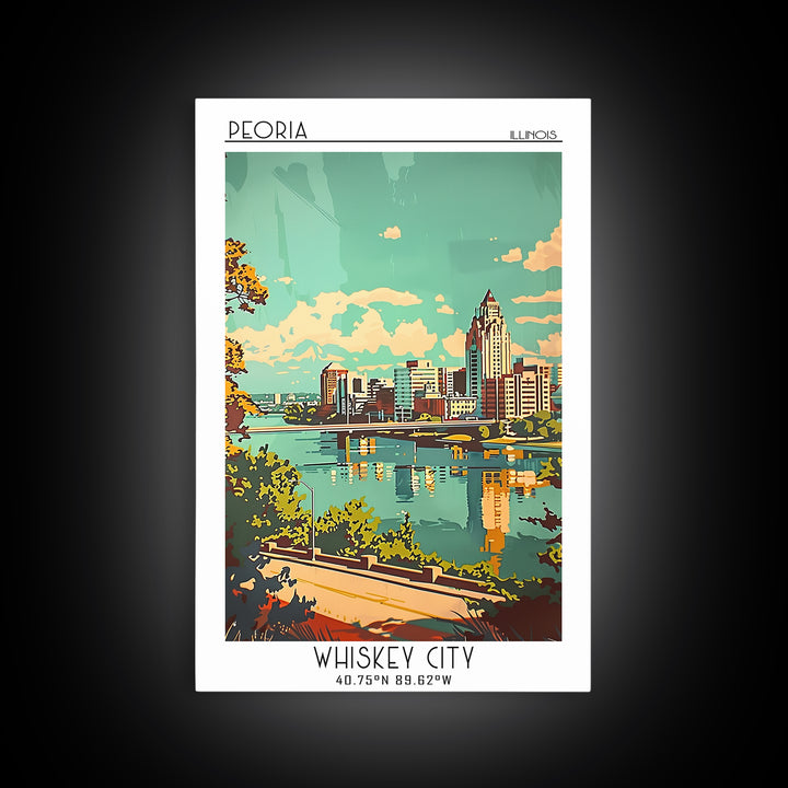 Peoria Illinois Travel Poster, Canvas Print, Vintage Travel Print, City Wall Art, Retro Travel Poster, City Art Print, Travel Prints