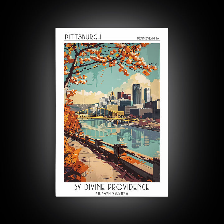 Pittsburgh Travel Poster, Canvas Print, City Travel Poster, Travel Wall Art, Vintage Travel Art, Gallery Wall Set, Minimalist Poster