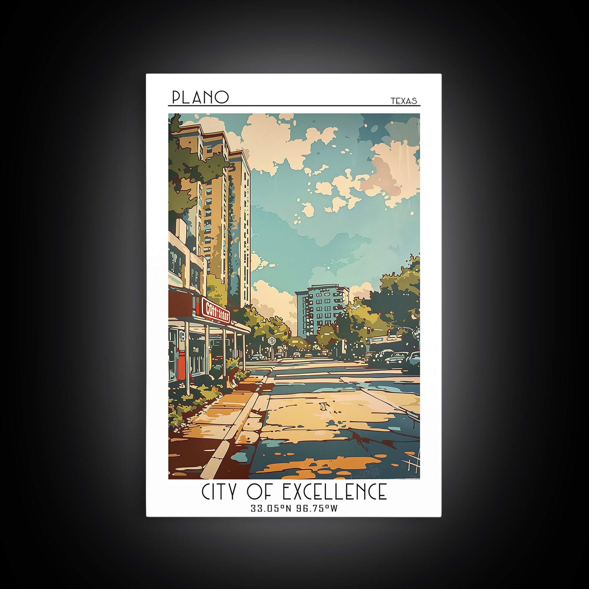Plano Travel Poster, Canvas Print, Travel Prints, Landscape Art, Poster Print, Travel Wall Decor, City Travel Poster, City Art Print