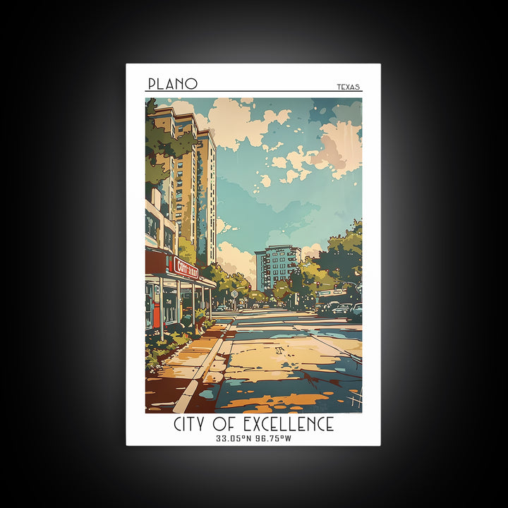 Plano Travel Poster, Canvas Print, Travel Prints, Landscape Art, Poster Print, Travel Wall Decor, City Travel Poster, City Art Print