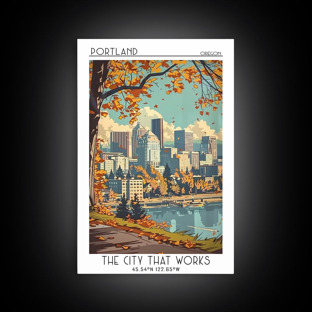 Portland Oregon Travel Poster, Canvas Print, City Travel Poster, Travel Wall Art, Poster Print, City Illustration, Travel Wall Decor