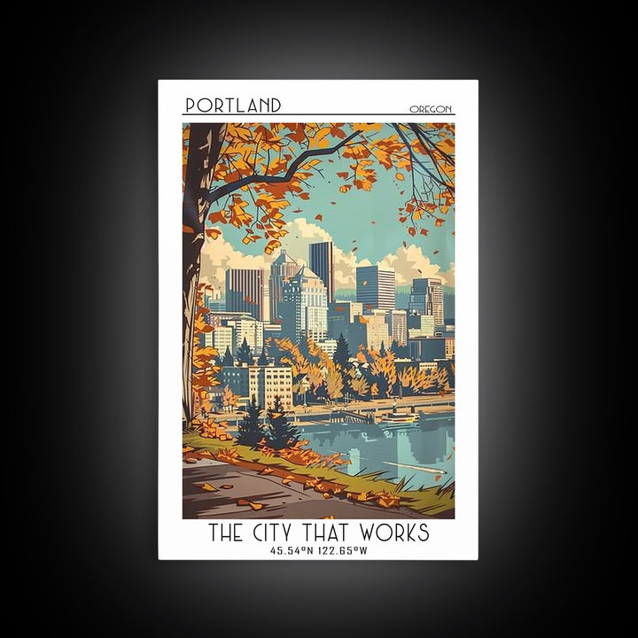 Portland Oregon Travel Poster, Canvas Print, City Travel Poster, Travel Wall Art, Poster Print, City Illustration, Travel Wall Decor