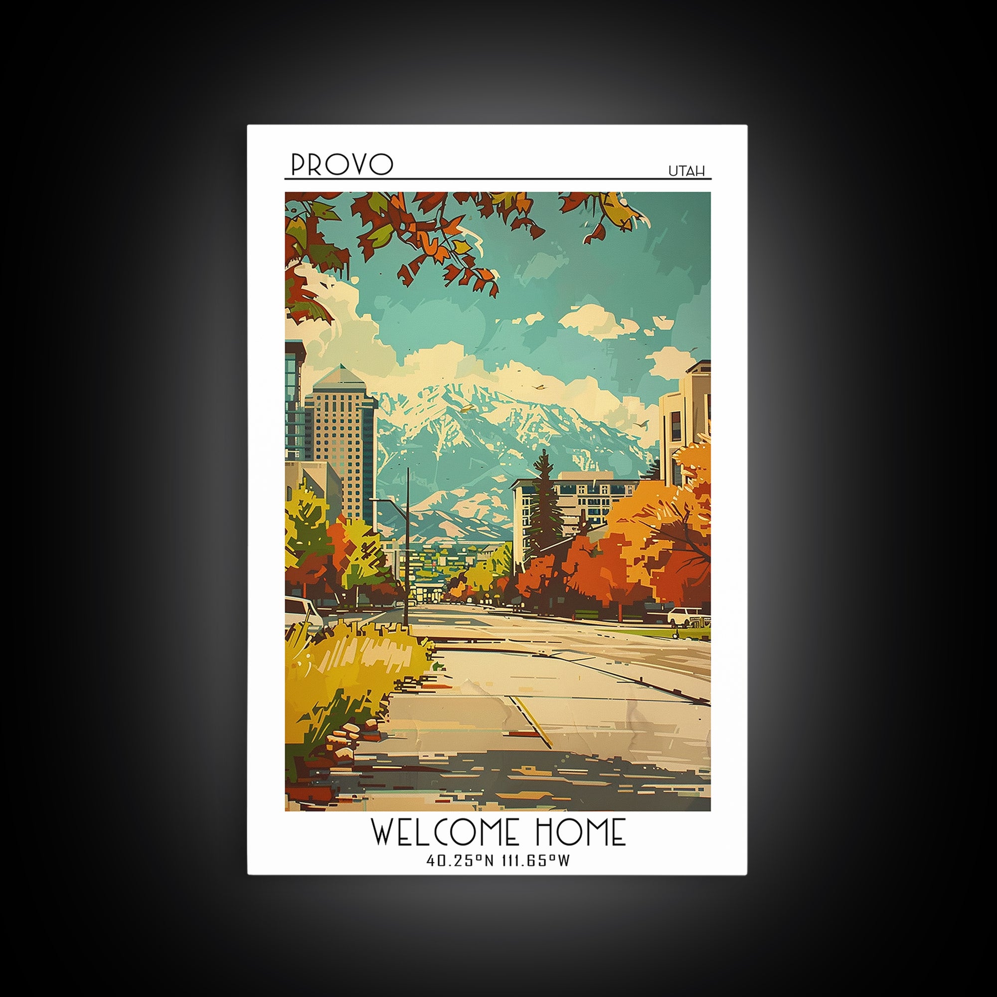Provo Utah Travel Poster, Framed Canvas Print, City Travel Poster, Vintage City Poster, Retro Travel Print, Poster Art, Travel Print