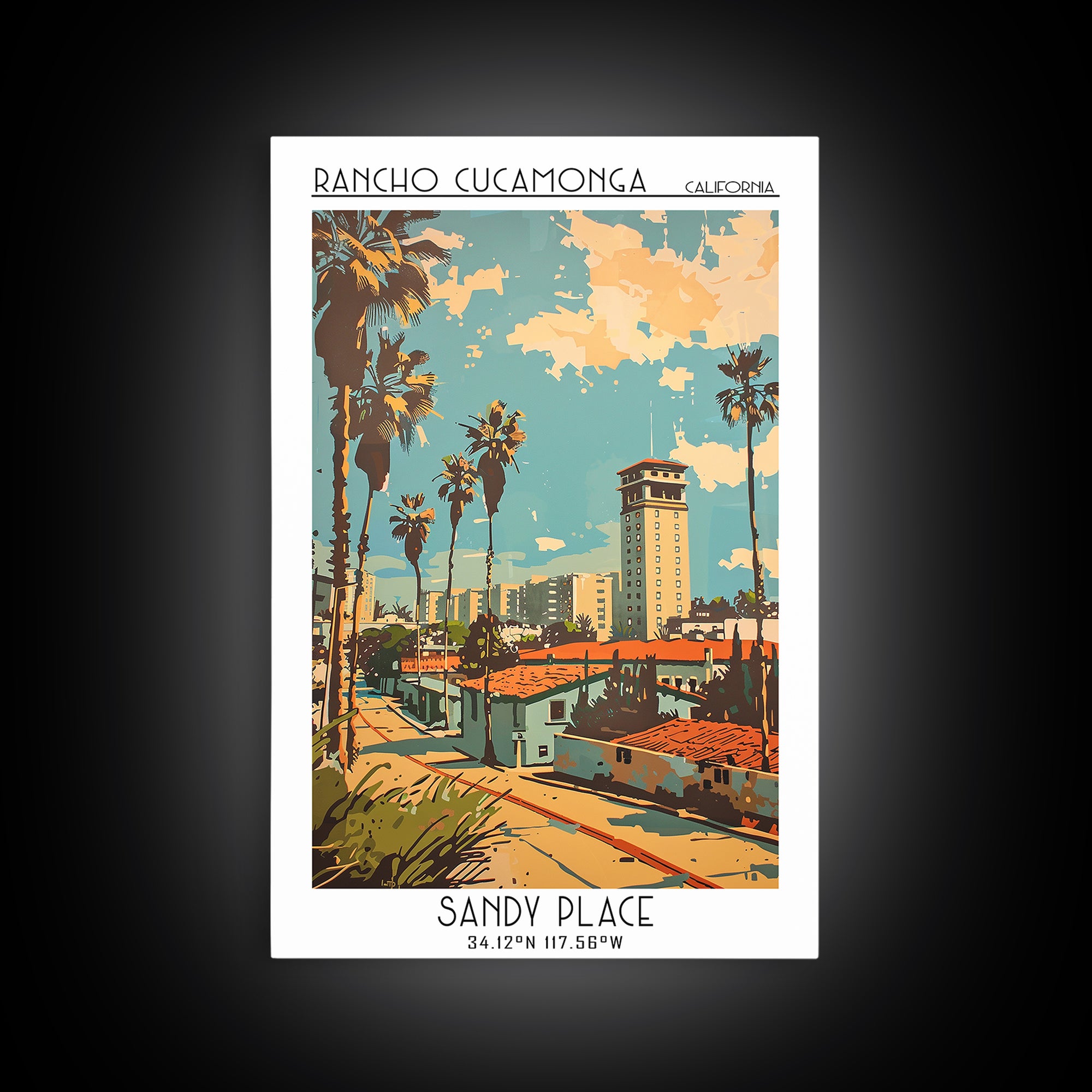 Rancho Cucamonga Travel Poster, Canvas Print, Vintage Travel Print, City Wall Art, Fine Art Print, City Illustration, Travel Posters
