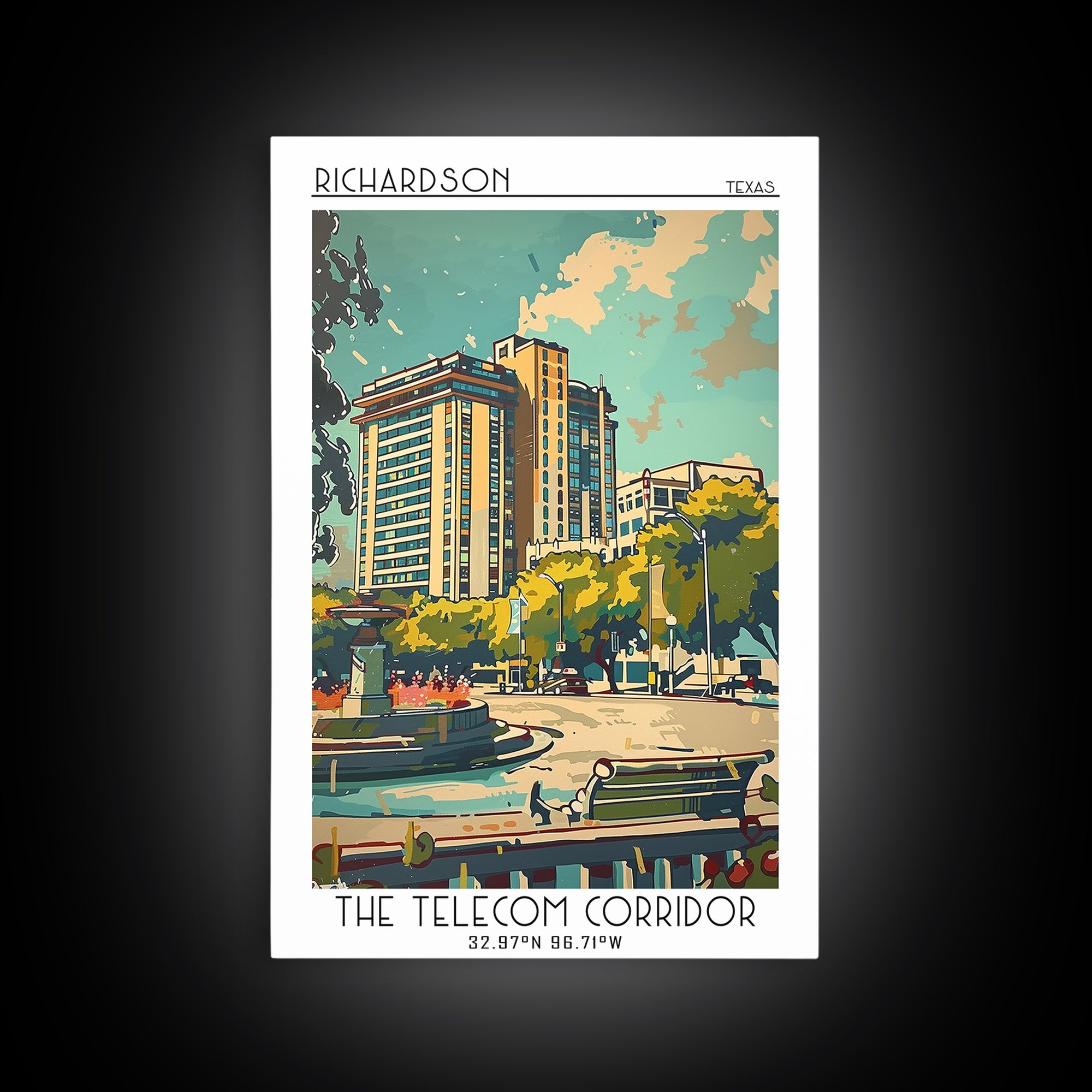 Richardson Travel Poster, Framed Canvas Print, Poster Print, Travel Wall Art, City Art Print, Travel Decor, Travel Posters, Wall Art