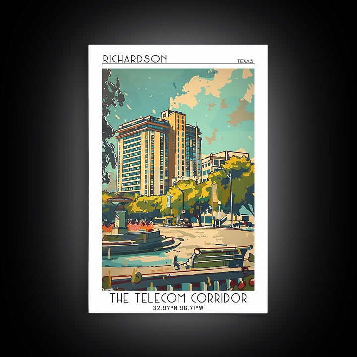 Richardson Travel Poster, Framed Canvas Print, Poster Print, Travel Wall Art, City Art Print, Travel Decor, Travel Posters, Wall Art
