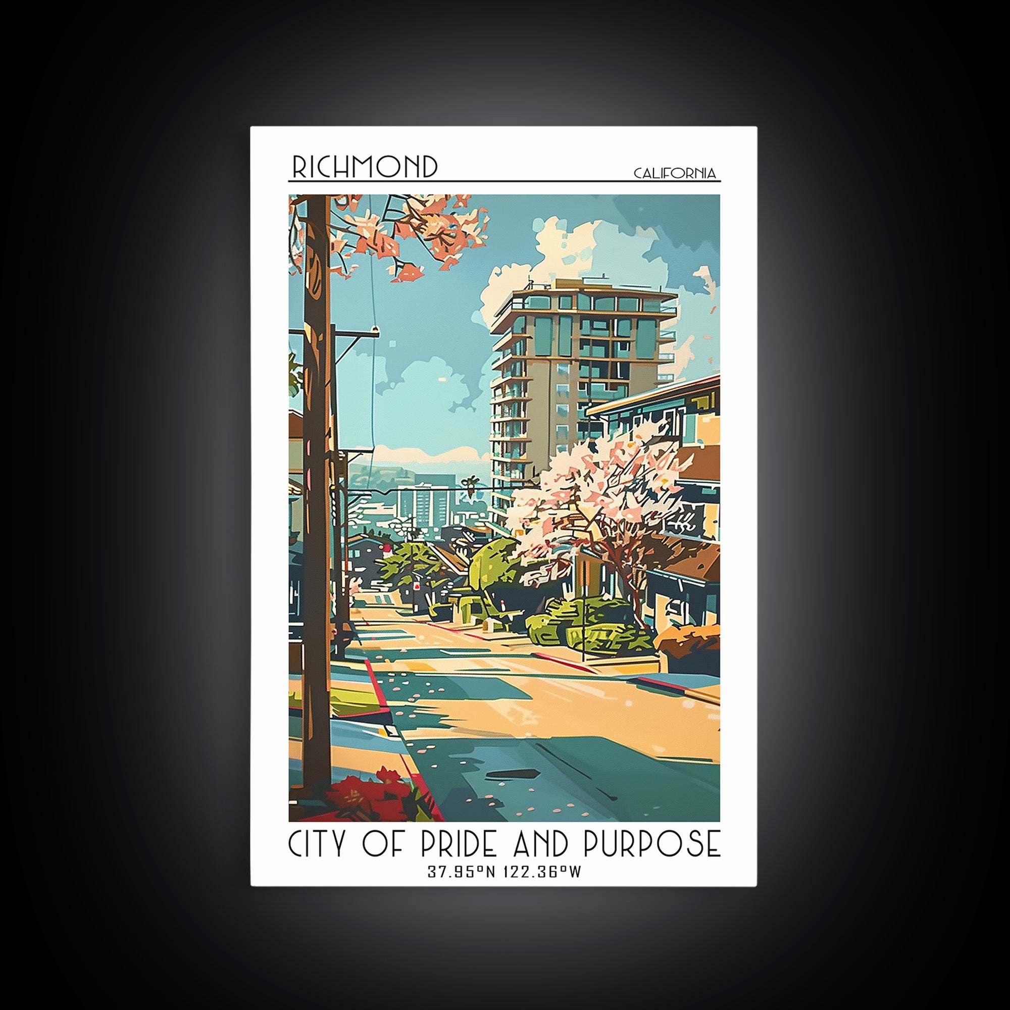 Richmond Travel Poster, Framed Canvas Print, City Travel Poster, Travel Wall Art, Vintage Travel Art, Fine Art Print, Travel Posters