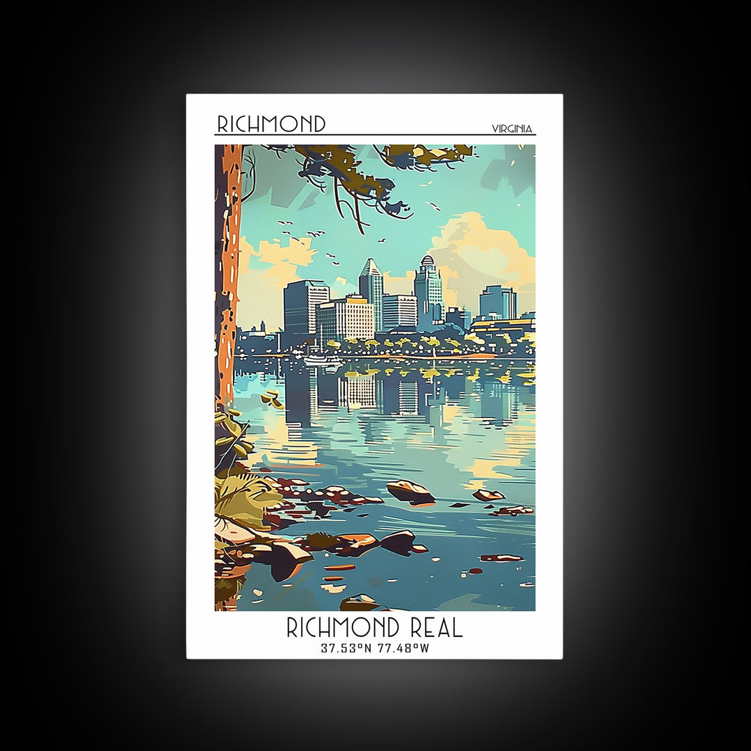 Richmond Virginia Travel Poster, Canvas Print, City Travel Poster, Travel Wall Art, Travel Art Print, Wall Art, Watercolor Cityscape