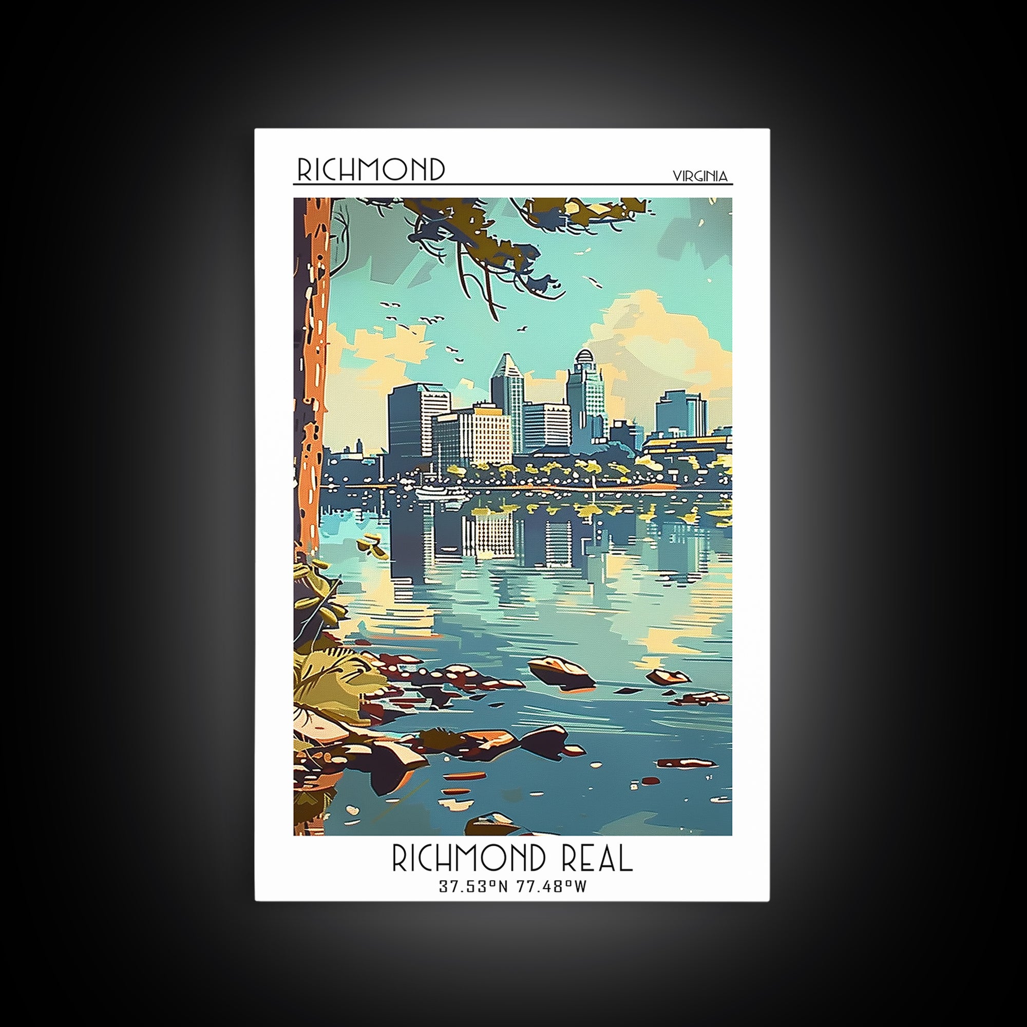 Richmond Virginia Travel Poster, Canvas Print, City Travel Poster, Travel Wall Art, Travel Art Print, Wall Art, Watercolor Cityscape
