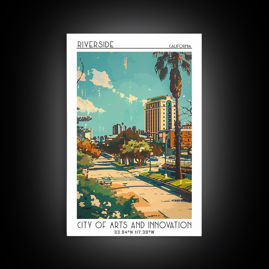 Riverside Travel Poster, Canvas Print, Retro Wall Art, Travel Print, Wall Art, Retro Travel Poster, Colorful Wall Art, Landscape Art