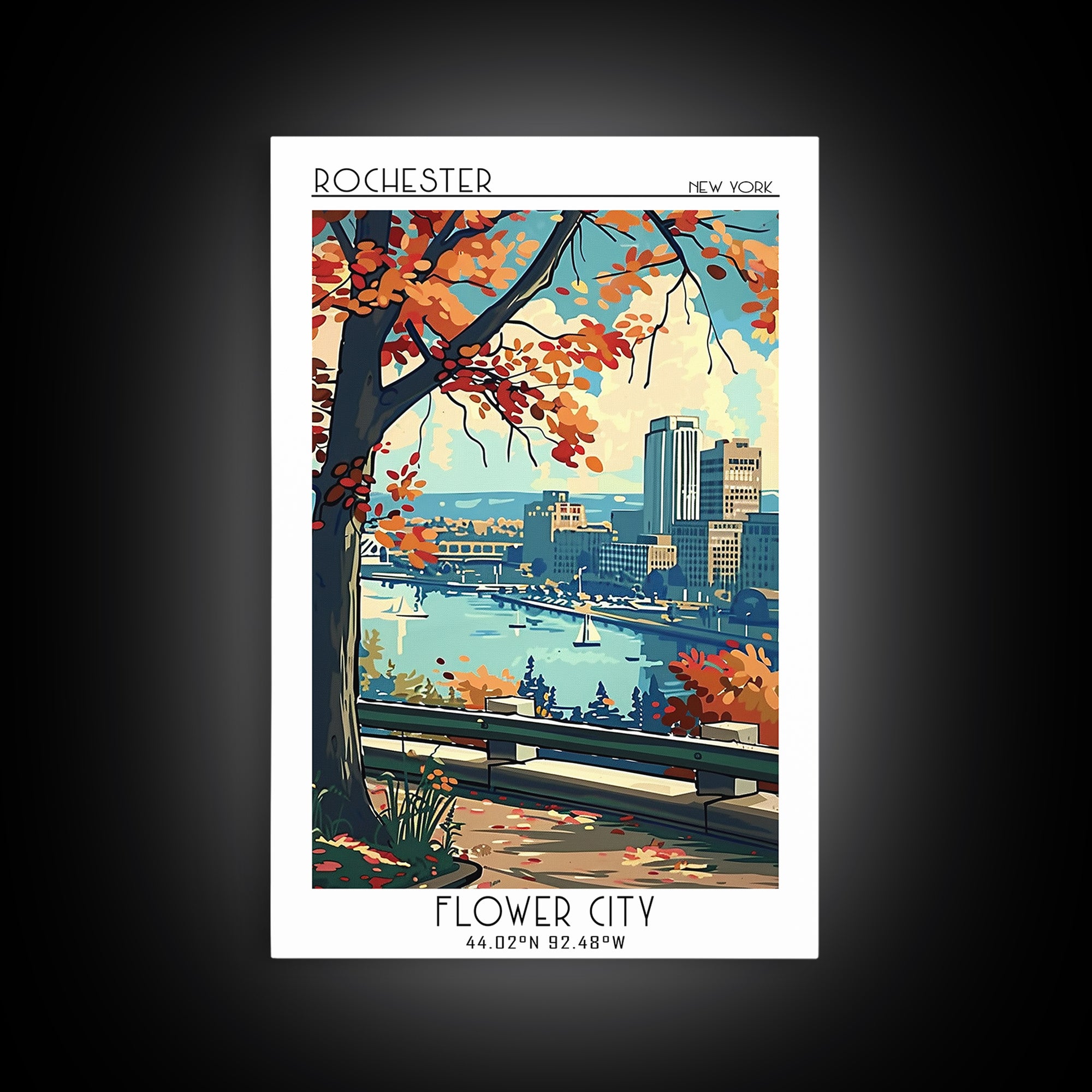 Rochester New York Travel Poster, Canvas Print, Vintage Travel Print, City Wall Art, Vintage Posters, Travel Art Print, Travel Print
