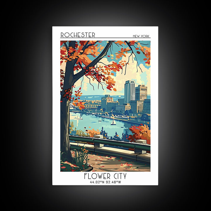 Rochester New York Travel Poster, Canvas Print, Vintage Travel Print, City Wall Art, Vintage Posters, Travel Art Print, Travel Print