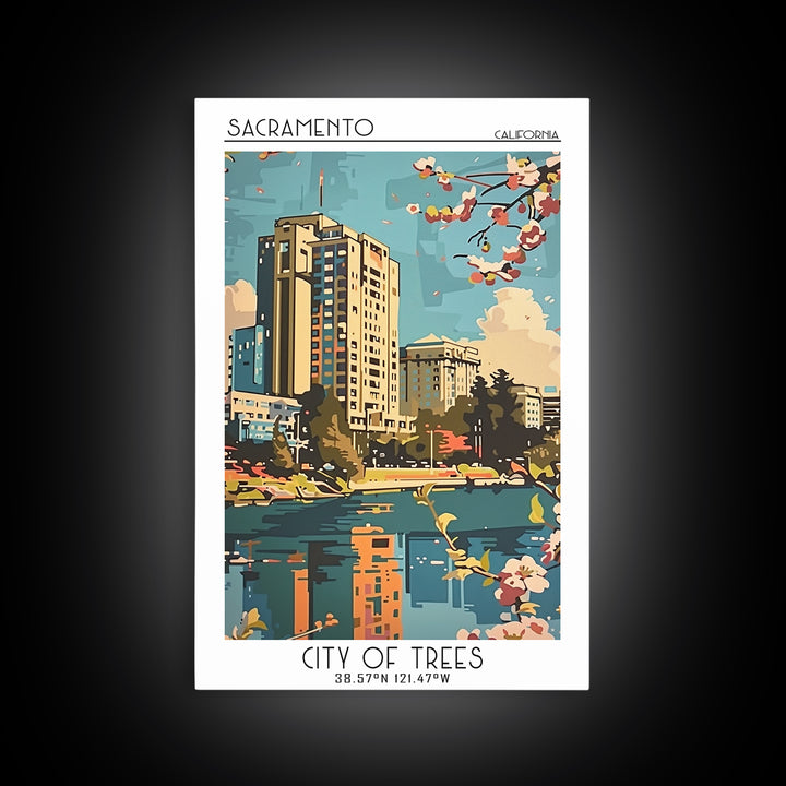 Sacramento Travel Poster, Canvas Print, Poster Print, Travel Wall Art, Retro Wall Art, Retro Travel Poster, City Wall Art, Art Print