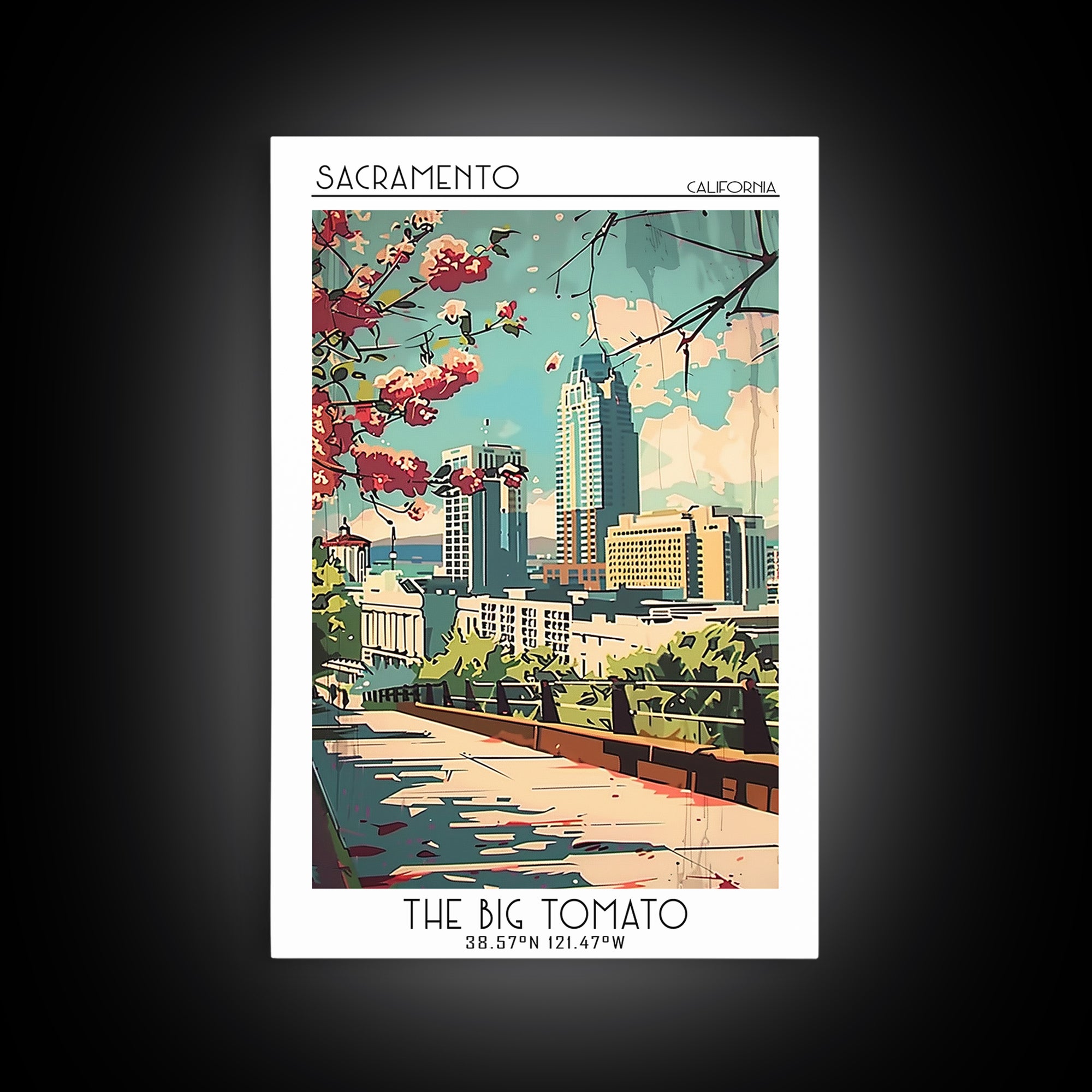 Sacramento California Travel Poster, Framed Canvas Print, Retro Travel Poster, City Wall Art, Vintage Travel Print, Gallery Wall Set