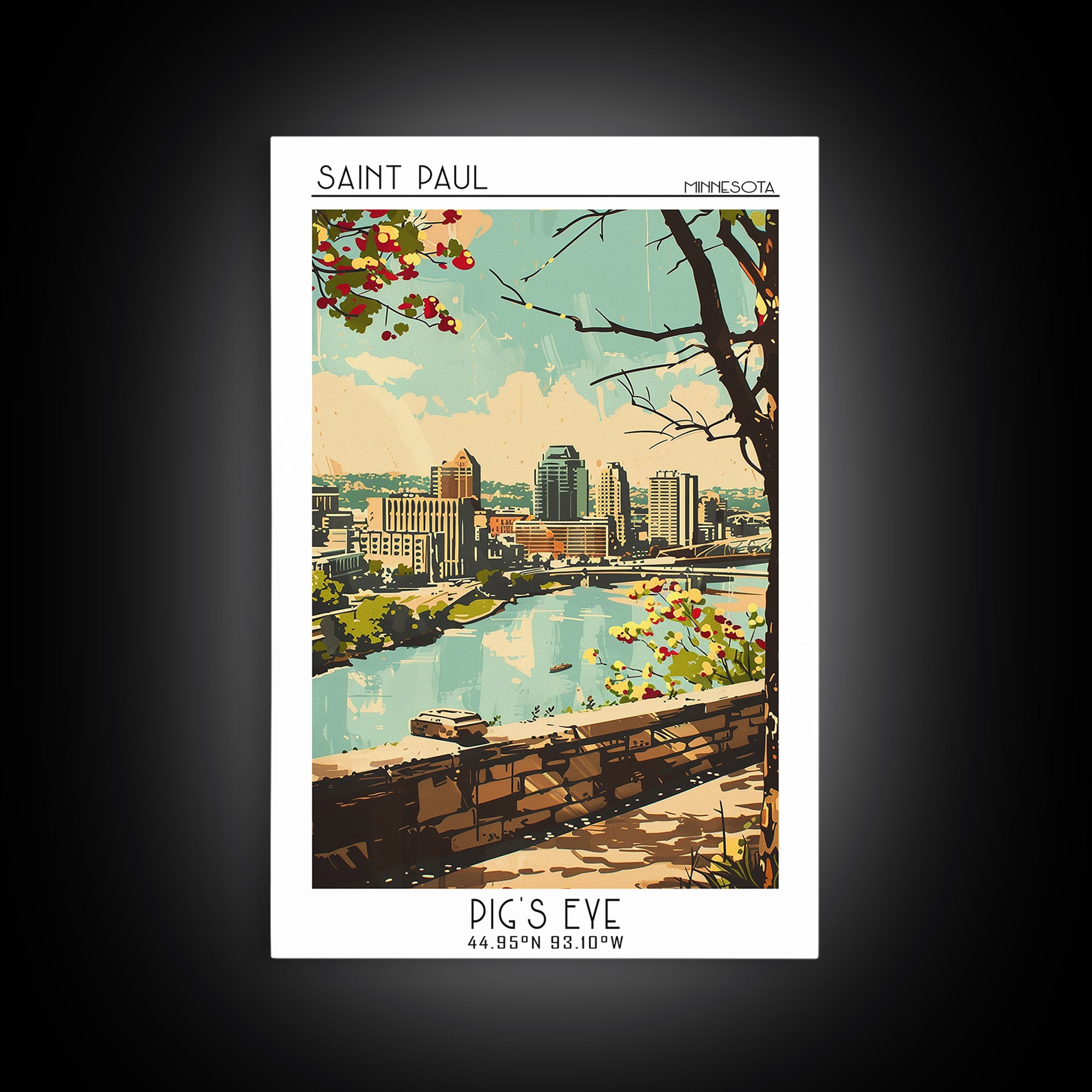 Saint Paul Minnesota Travel Poster, Framed Canvas Print, City Travel Poster, Vintage City Poster, Retro Travel Print, Retro Wall Art