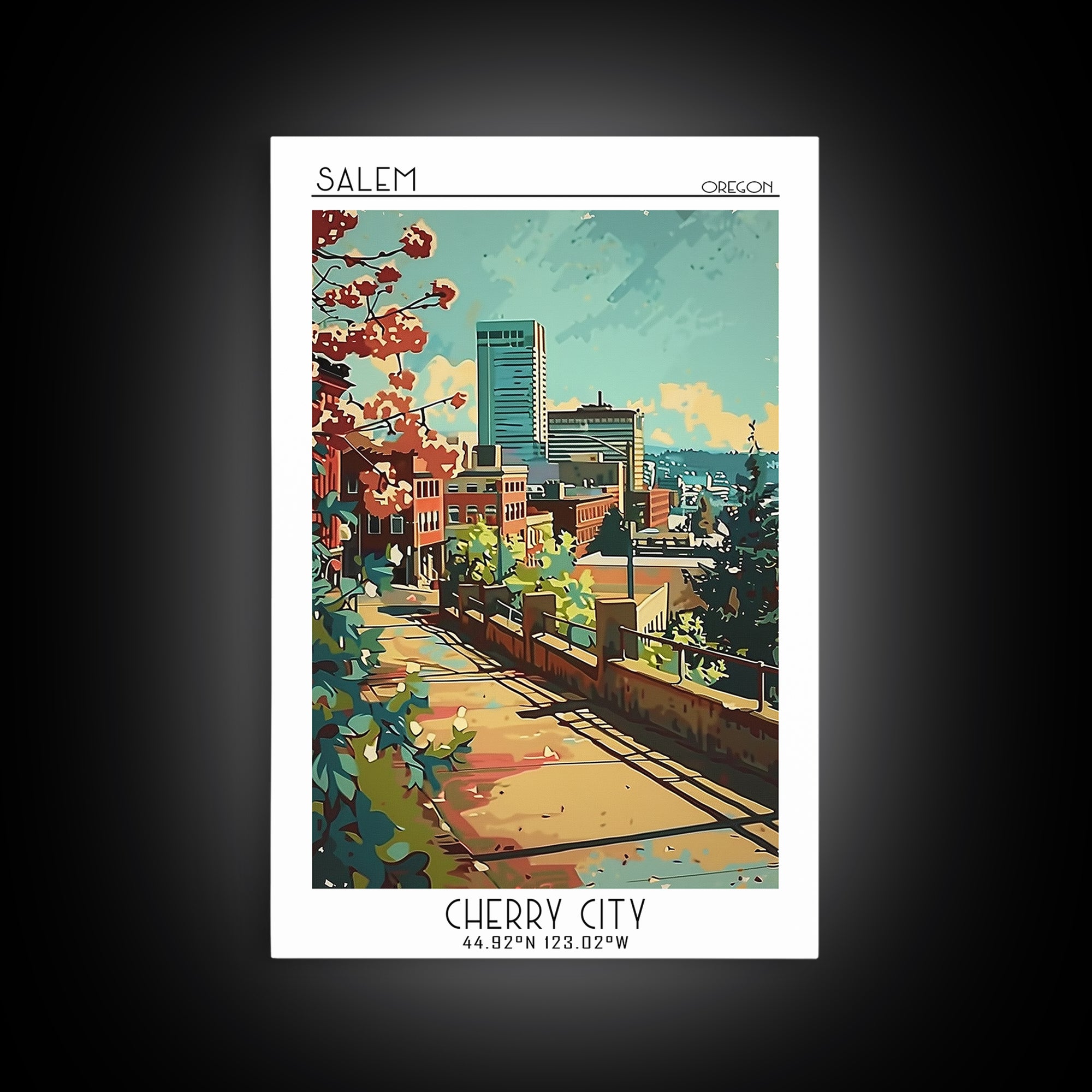 Salem Travel Poster, Framed Canvas Print, Poster Print, Travel Wall Art, Wanderlust Gift, Landscape Art, Home Office Decor, Wall Art