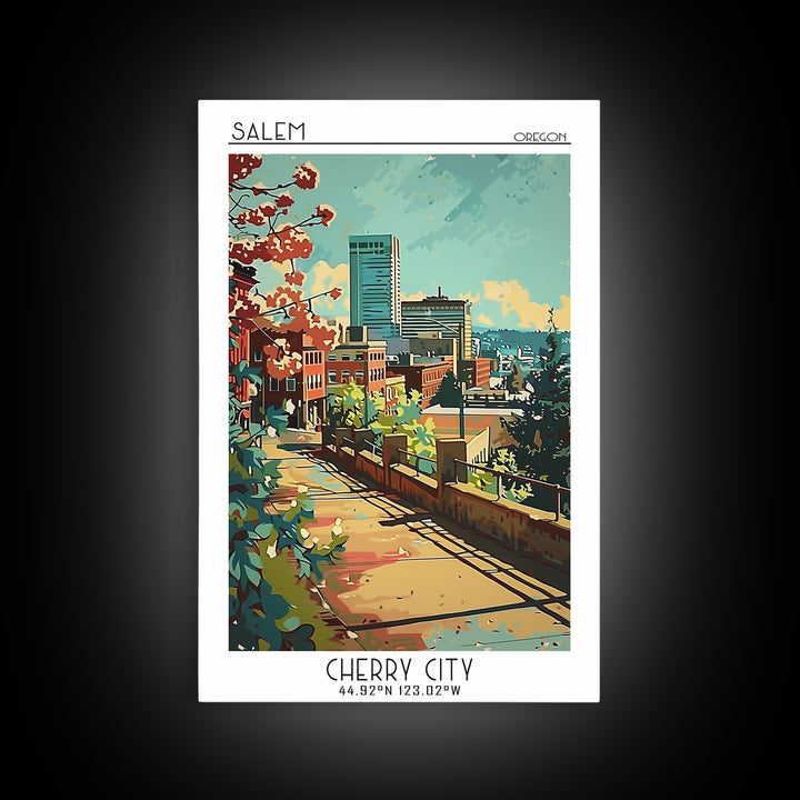 Salem Travel Poster, Framed Canvas Print, Poster Print, Travel Wall Art, Wanderlust Gift, Landscape Art, Home Office Decor, Wall Art