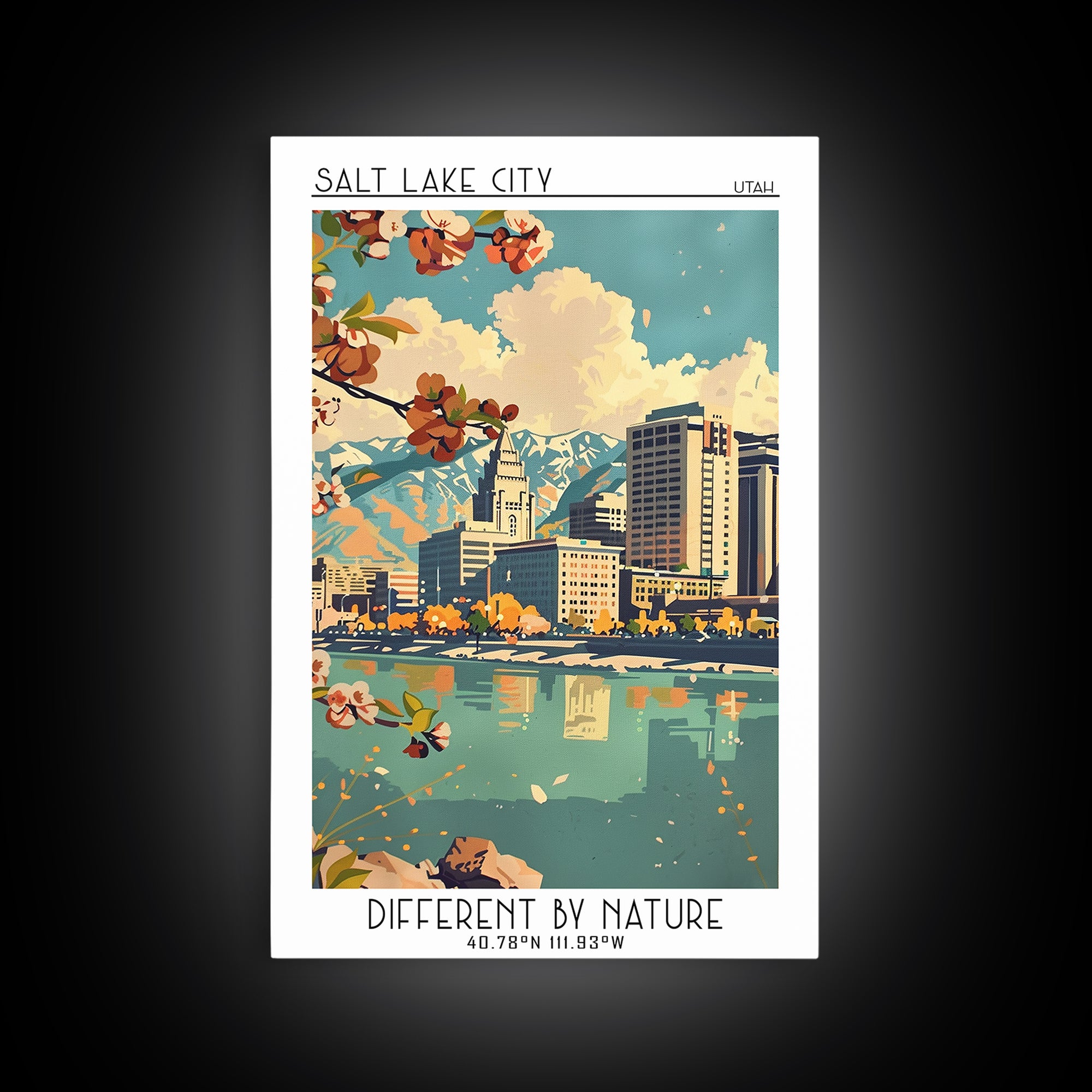 Salt Lake City Travel Poster, Canvas Print, City Travel Poster, Travel Wall Decor, Retro Wall Art, Minimalist Poster, Fine Art Print