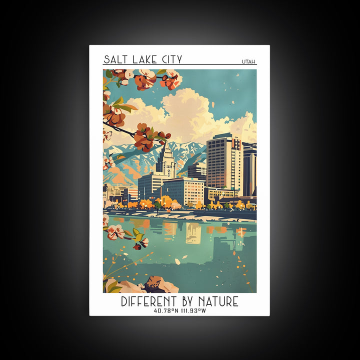 Salt Lake City Travel Poster, Canvas Print, City Travel Poster, Travel Wall Decor, Retro Wall Art, Minimalist Poster, Fine Art Print