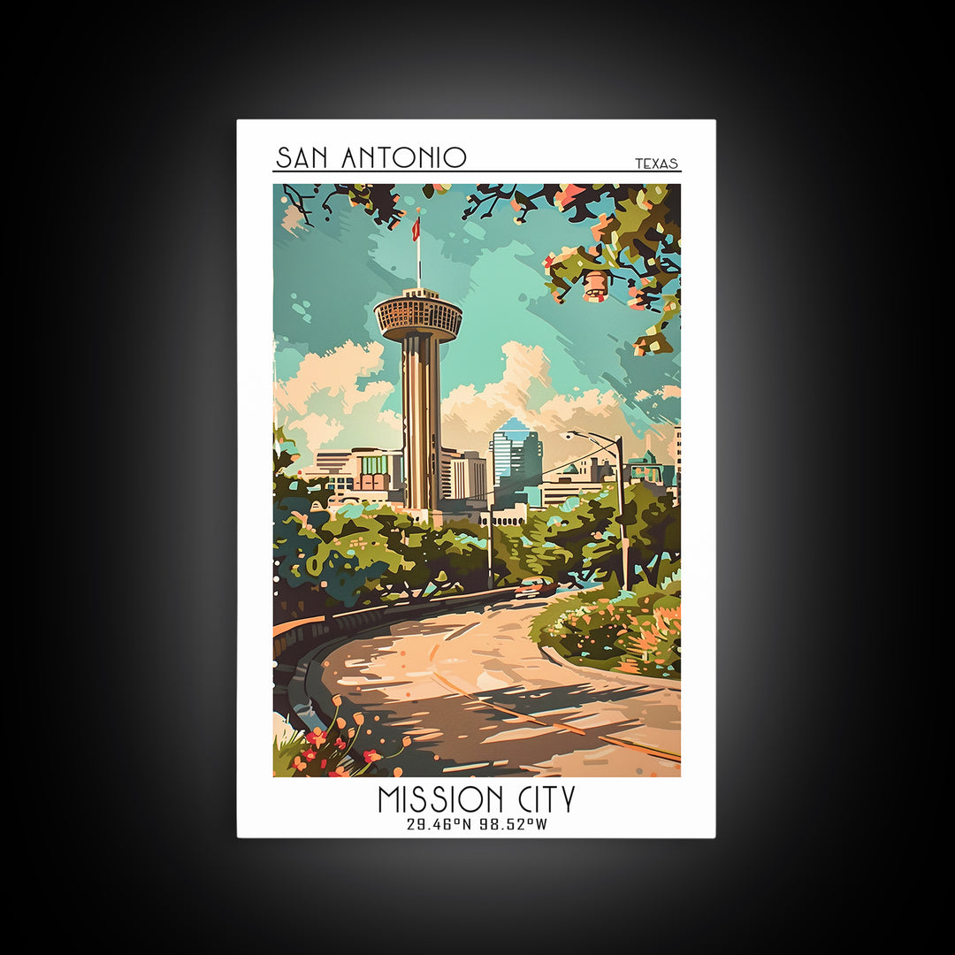 San Antonio Texas Travel Poster, Canvas Print, Retro Wall Art, Travel Print, Retro Travel Poster, Vintage Travel, City Travel Poster
