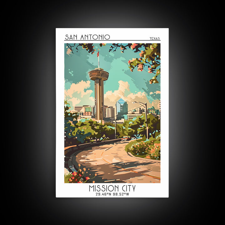 San Antonio Texas Travel Poster, Canvas Print, Retro Wall Art, Travel Print, Retro Travel Poster, Vintage Travel, City Travel Poster