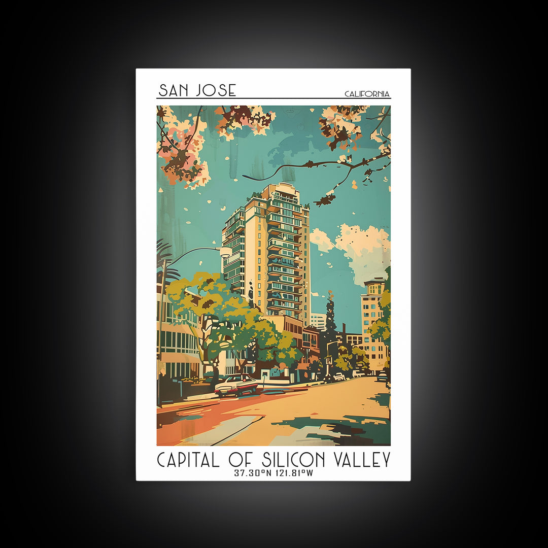 San Jose Travel Poster, Canvas Print, Travel Prints, Landscape Art, Travel Posters, Retro Wall Art, Retro Travel Print, Travel Decor