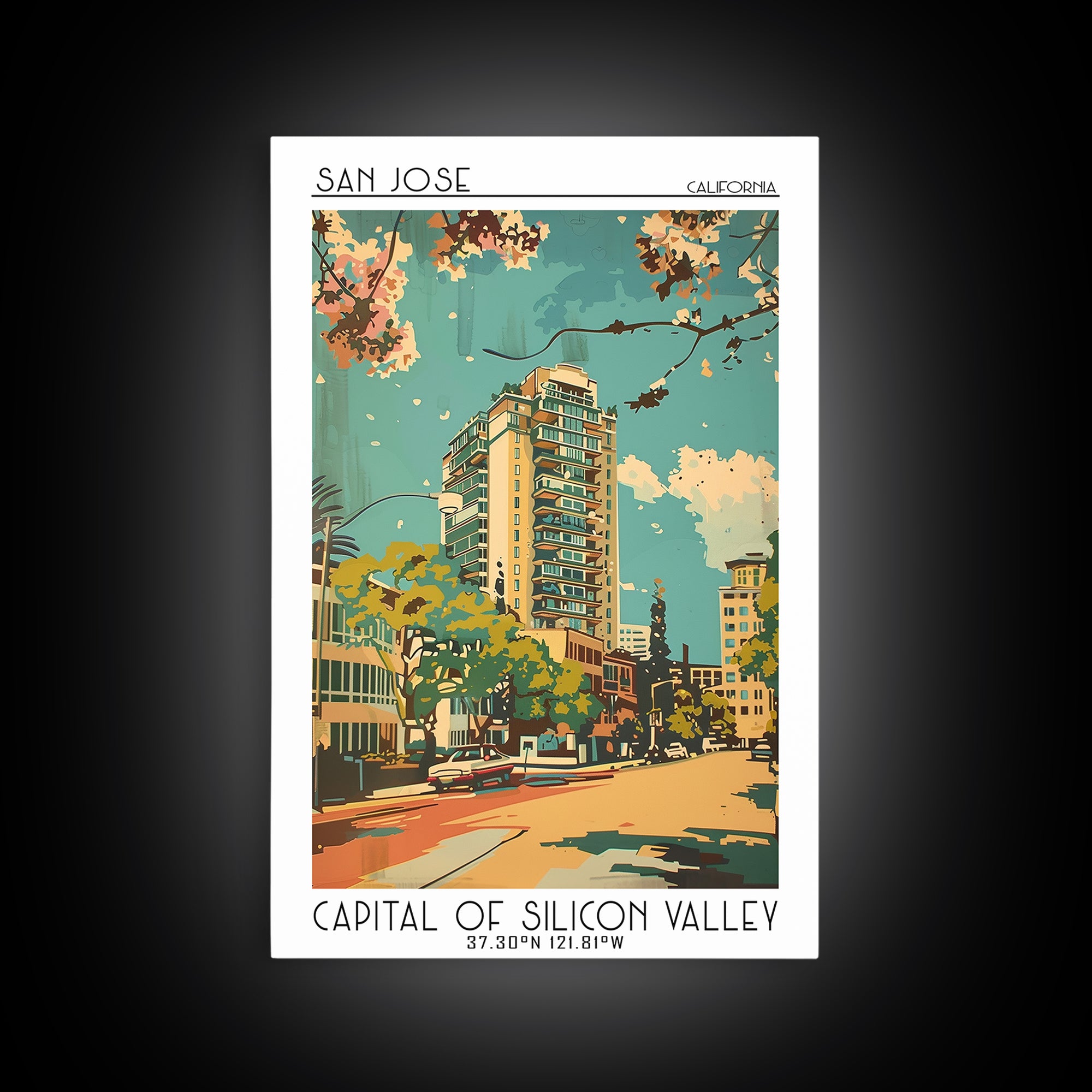 San Jose Travel Poster, Canvas Print, Travel Prints, Landscape Art, Travel Posters, Retro Wall Art, Retro Travel Print, Travel Decor