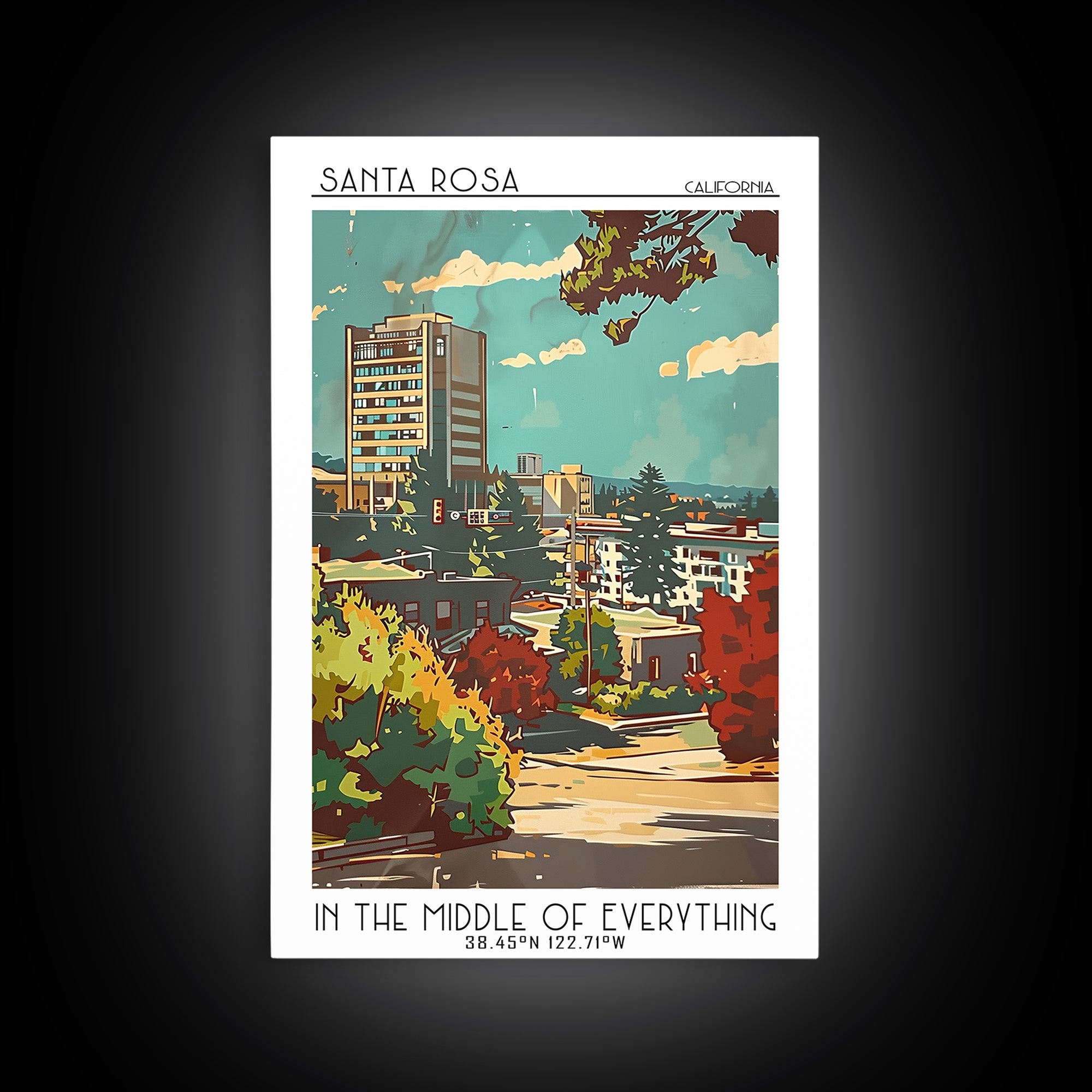Santa Rosa Travel Poster, Canvas Print, Travel Wall Decor, Minimalist Poster, Poster Art, Travel Prints, Wall Art, City Illustration