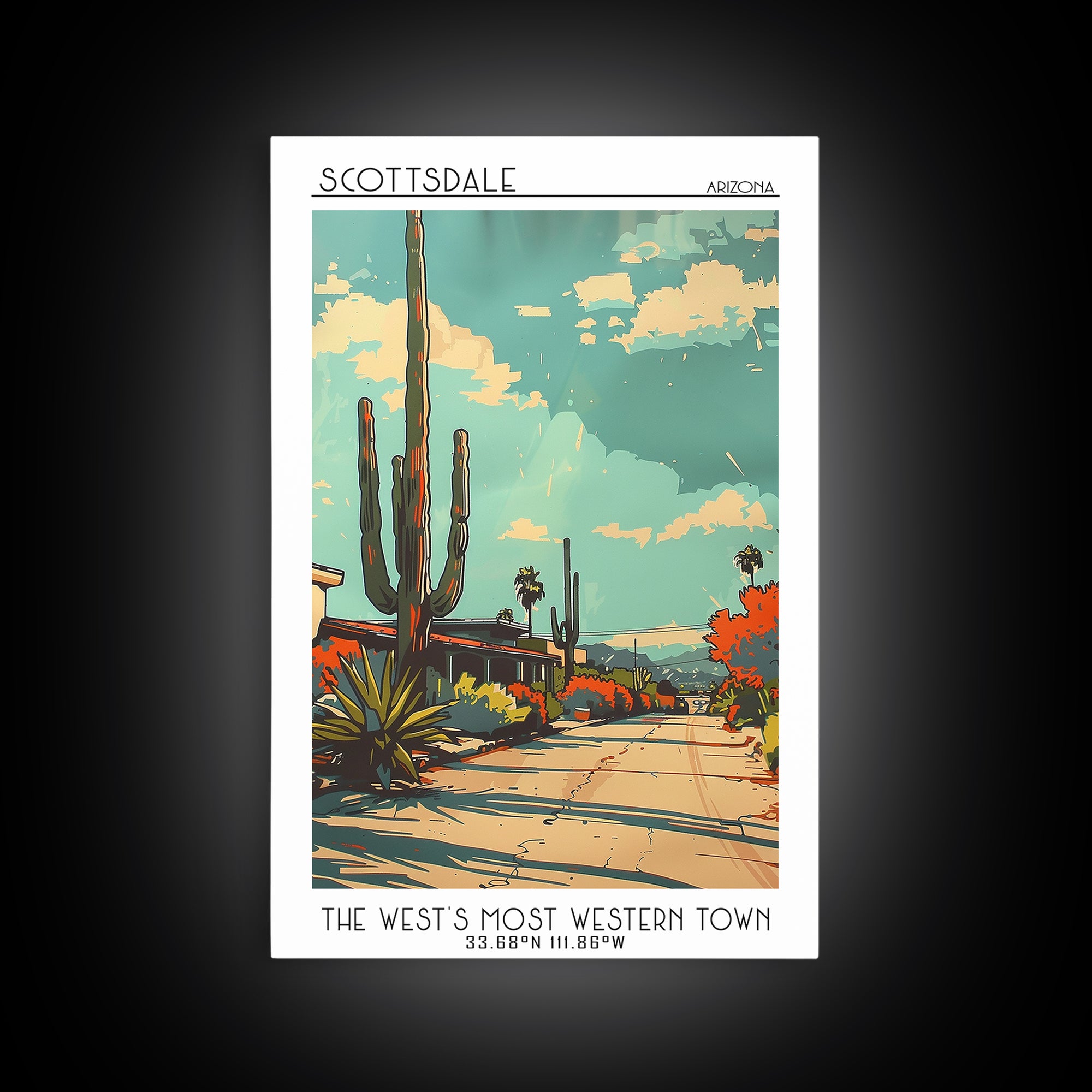 Scottsdale Arizona Travel Poster, Canvas Print, City Travel Poster, Travel Wall Decor, Retro Travel Print, Art Print, Retro Wall Art