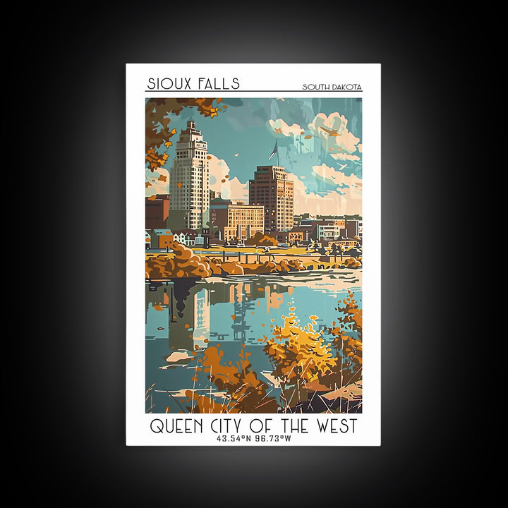 Sioux Falls Travel Poster, Framed Canvas Print, City Art Print, Travel Wall Art, Vintage City Poster, City Travel Poster, Poster Art