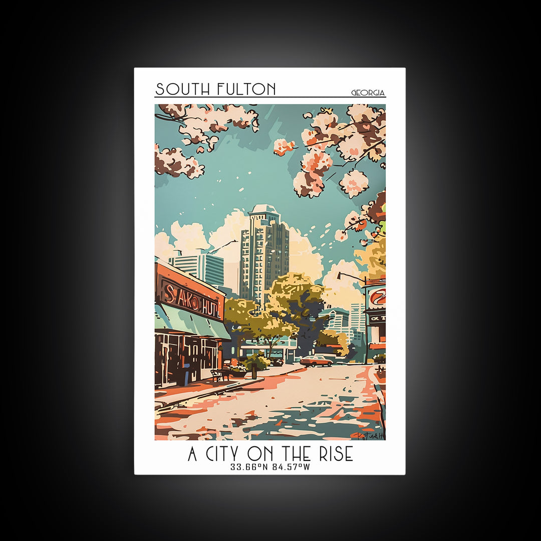 South Fulton Travel Poster, Framed Canvas Print, Vintage Travel Print, City Wall Art, Poster Print, Mid Century Wall Art, Poster Art