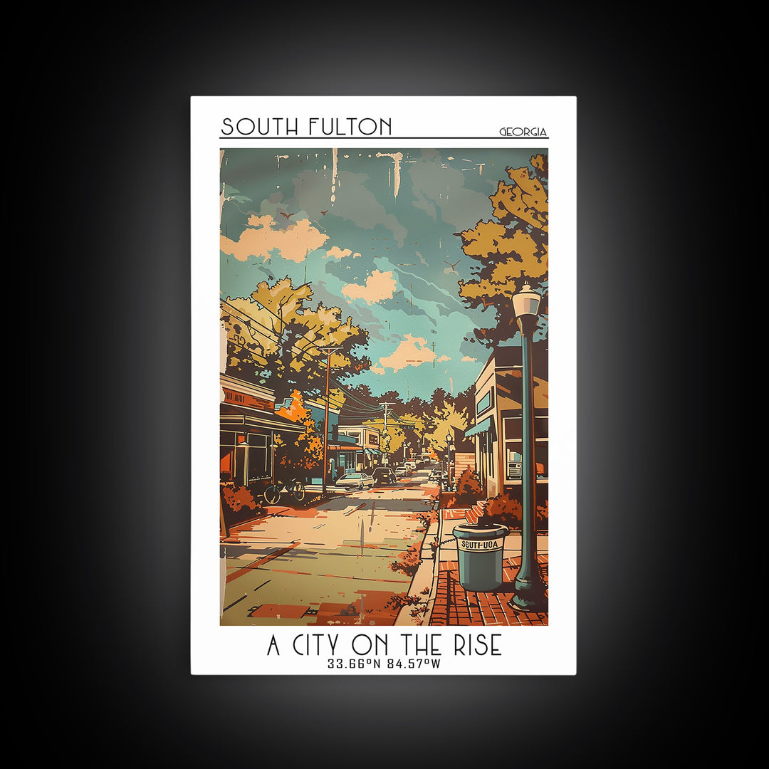 South Fulton Georgia Travel Poster, Canvas Print, Vintage Travel Print, City Wall Art, Travel Posters, Travel Wall Art, Travel Print